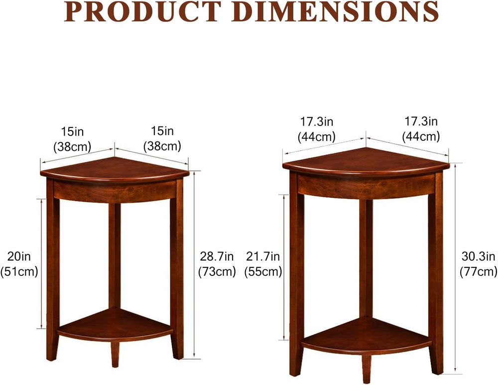 Home Furnishing Corner Table, Solid Wood Triangle Corner End Table, Compact S...