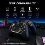 ISHAKO PC Gaming Controller - Wireless/Bluetooth Controller with 1200mAh Battery, 4-Back Buttons, Hall Effect Joysticks&Triggers, Work for Windows PC, Steam, Luna, Tesla, Mac, Android and Switch - Black