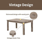 Morden Fort Farmhouse Rectangular Wooden Dining Table, Rustic 60" Kitchen & Dining Room Table with Woodgrain Tabletop, Rivet Accents & Solid Wood Legs