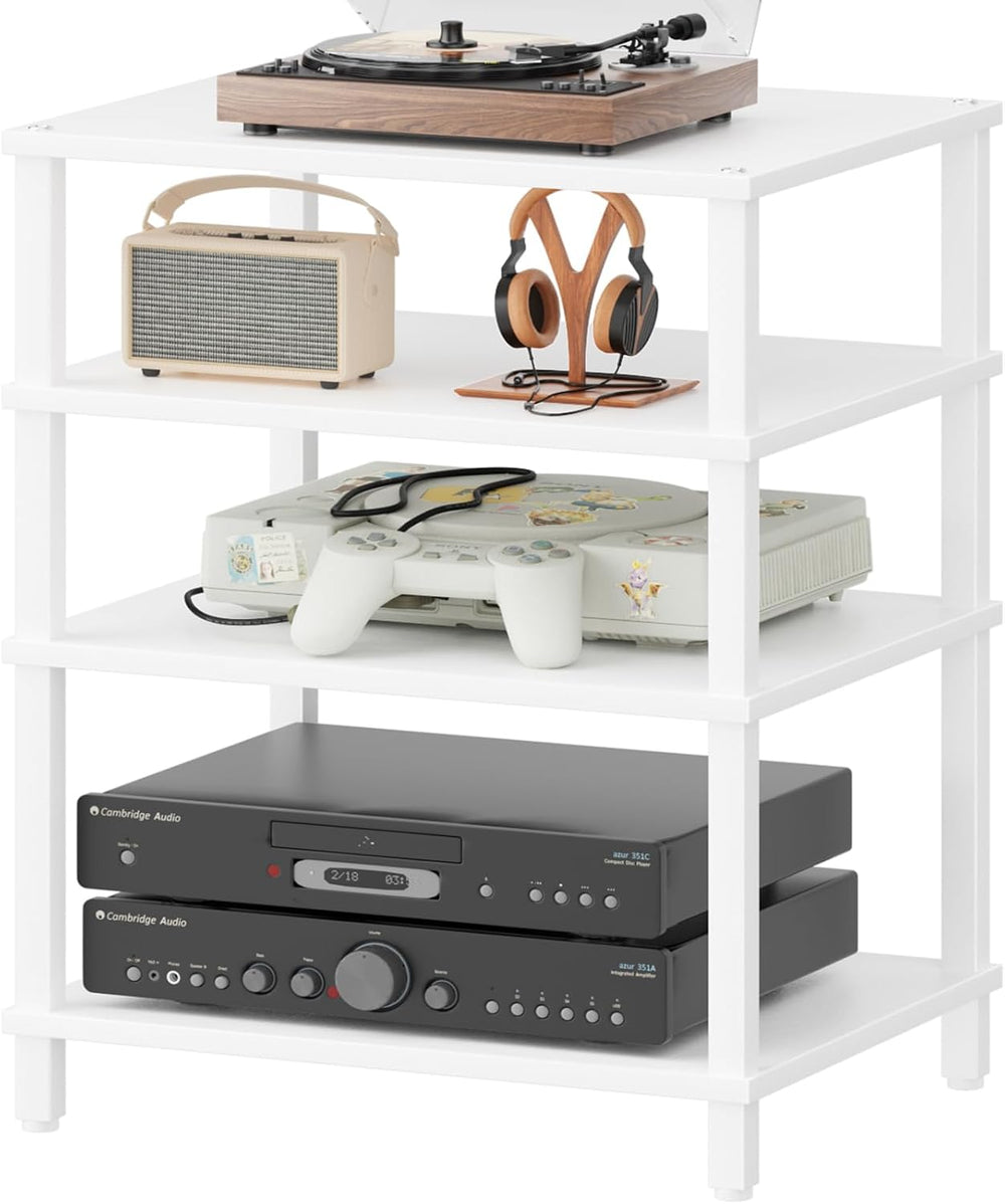 LELELINKY 4-Tier AV Media Player Stand, Stereo Stand, Modern Audio Shelf,Wood...