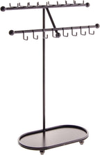 Angelynn's Sturdy Extra Long Necklace Holder Organizer Tall Tabletop Pendant Display Stand, Freestanding Large Capacity Jewelry Tree, Sharisa Rubbed Bronze 11 3/4" Wide x 16 1/2" Tall