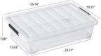 40 Quart Under Bed Plastic Storage Bins with Wheels, 3 Packs Clear Large Storage Container Box with Lids
