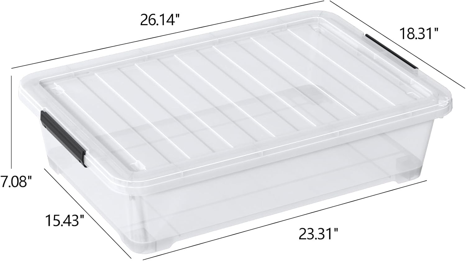 40 Quart Under Bed Plastic Storage Bins with Wheels, 3 Packs Clear Large Storage Container Box with Lids