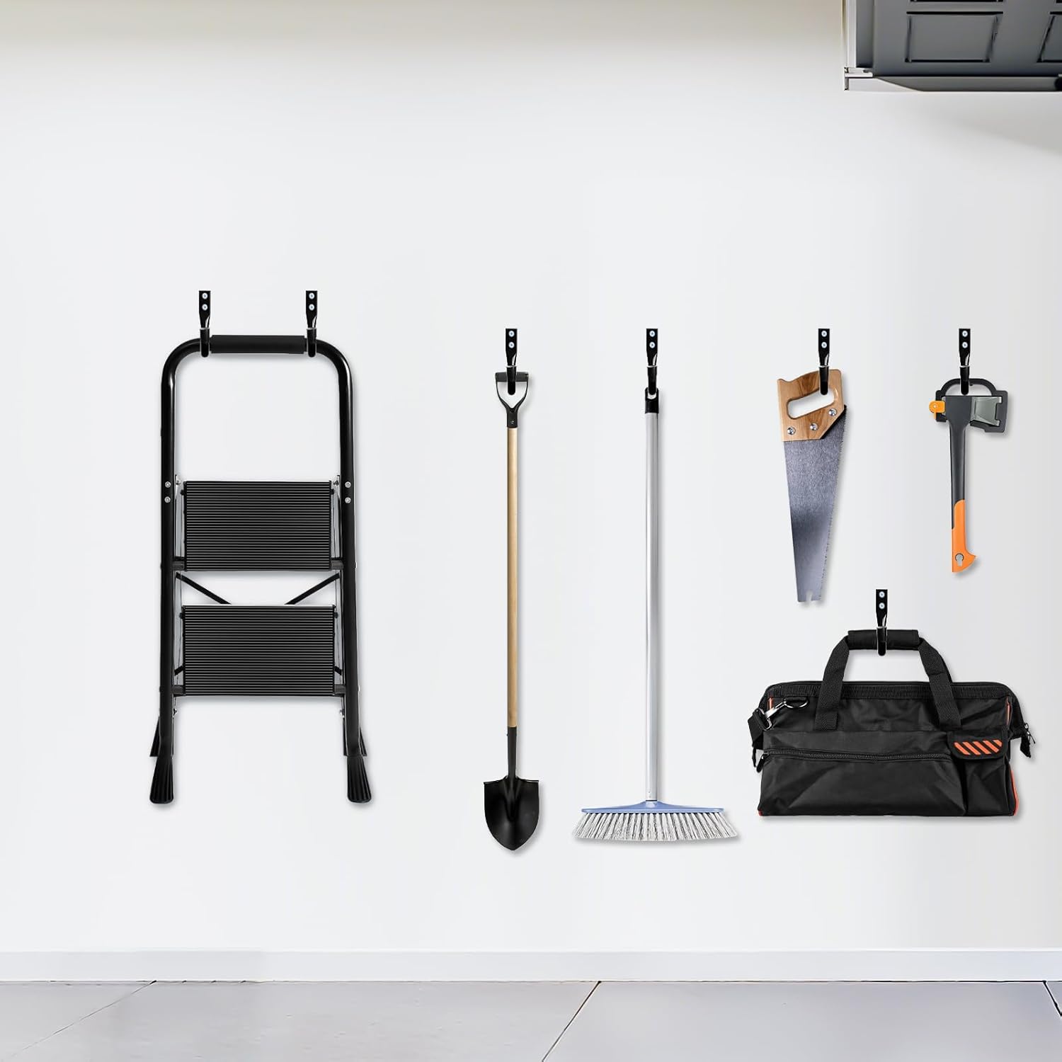 KURUI Large Metal Wall Hooks for Hanging Living Room/Bedroom/Garage, 14Pcs Garage Organization and Storage Heavy Duty Hook for Tool Coat Backpack Bag, 40 LB Black Wall Mount Hanges for Outdoor Indoor