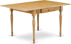 East West Furniture MZDL3-OAK-W 3 Piece Kitchen Table Set for Small Spaces Contains a Rectangle Dining Room Table with Dropleaf and 2 Dining Chairs, 36x54 Inch, Oak
