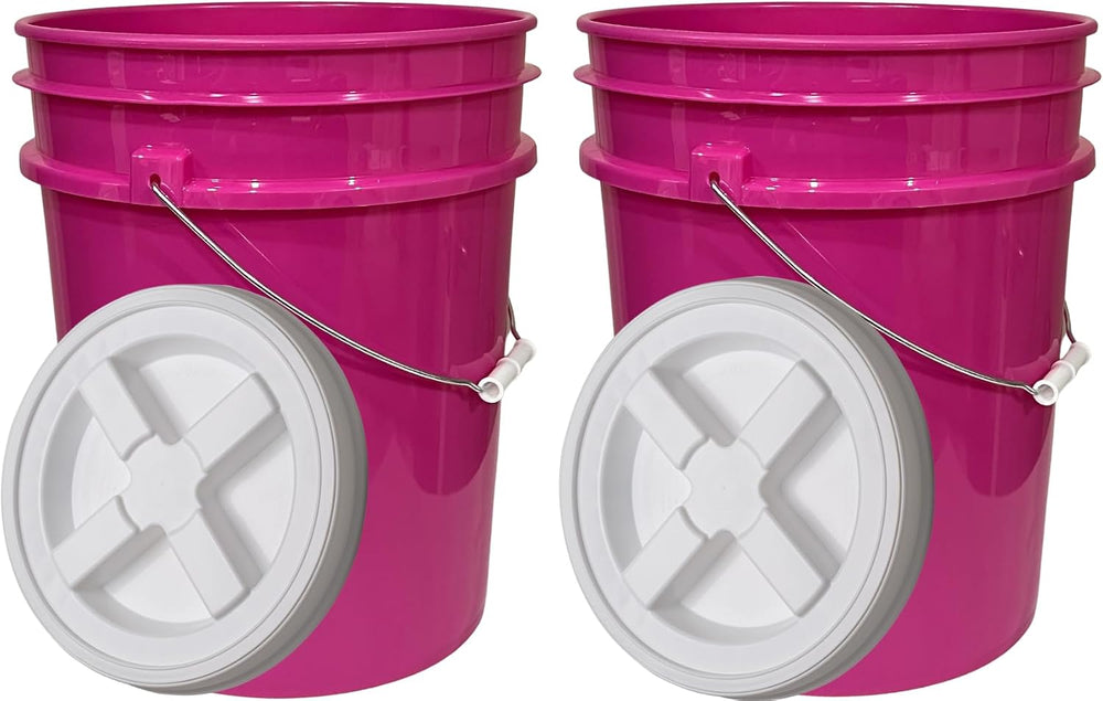 House Naturals 5 Gallon Magenta Pink Food Grade Bucket with Screw on Lid- Pac...