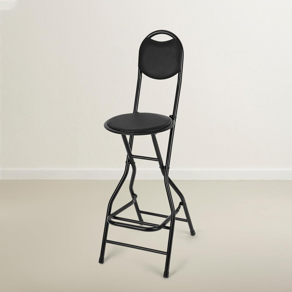 Sintuff 1 Pcs Seat Height 26 Inch Folding Bar Stool with Backrest Leather Pad...