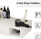 4ever2buy Salon Stations for Hair Stylist, Wall Mount Barber Station with Barber Cabinet, Hair Station Equipment Hair Dryer Holder, Drawers, Mirror not Included, White