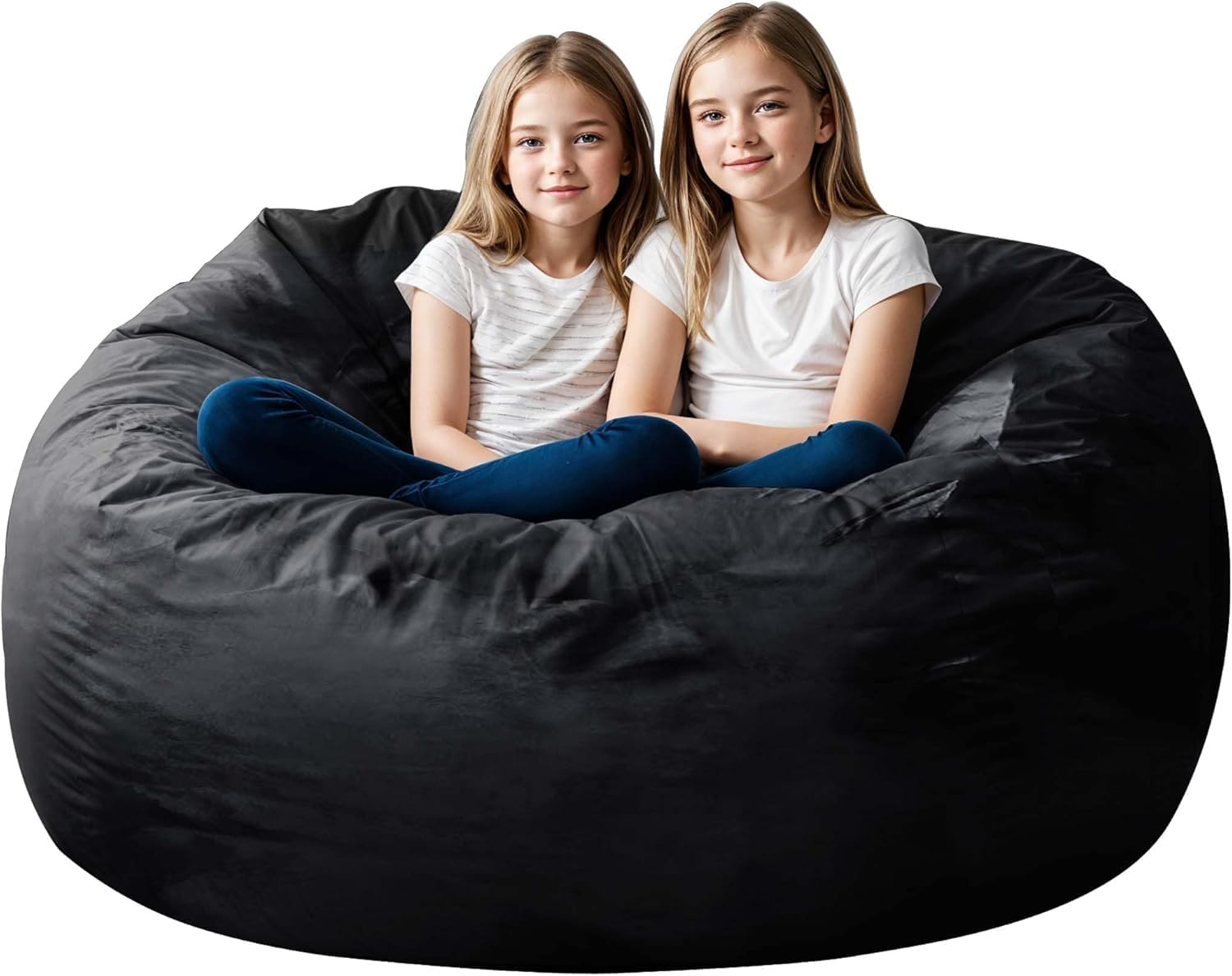 Bean Bag Chair for Adults, Oversized Bean Bag Couch for Gaming, Reading, and Relaxation, 4FT High-Rebound Memory Foam Bean Bag Sofa with Removable Cover, Black