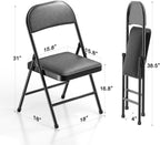 Nazhura 8 Pack Folding Chairs with Padded Vinyl Cushion Chairs with Comfortable Cushion and Durable Steel Frame for Home and Office, for Indoor and Outdoor Events Black 8PACK