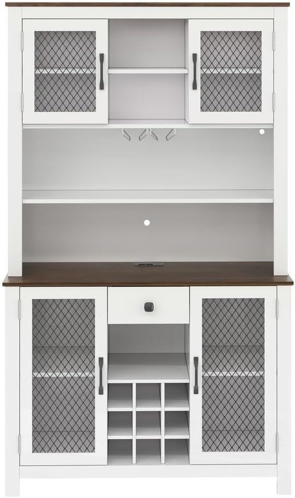 SOFTSEA Kitchen Pantry Cabinet with Built-in Power & USB Outlets, Kitchen...
