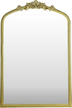 Gold Vintage Mirror, Arched Antique Mirror with Ornate Frame for Bathroom Wall, Living Room, Fireplace, 39.5x26 Inch.