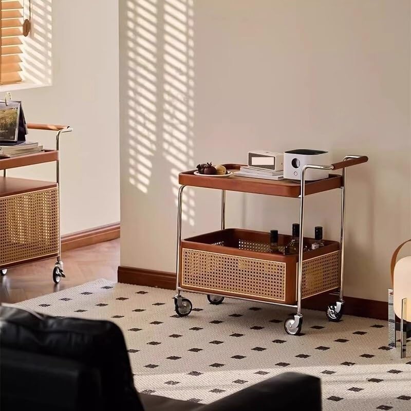Sofa Side Table Side Table Second-Hand Trolley Wood Rattan Living Room Mobile...