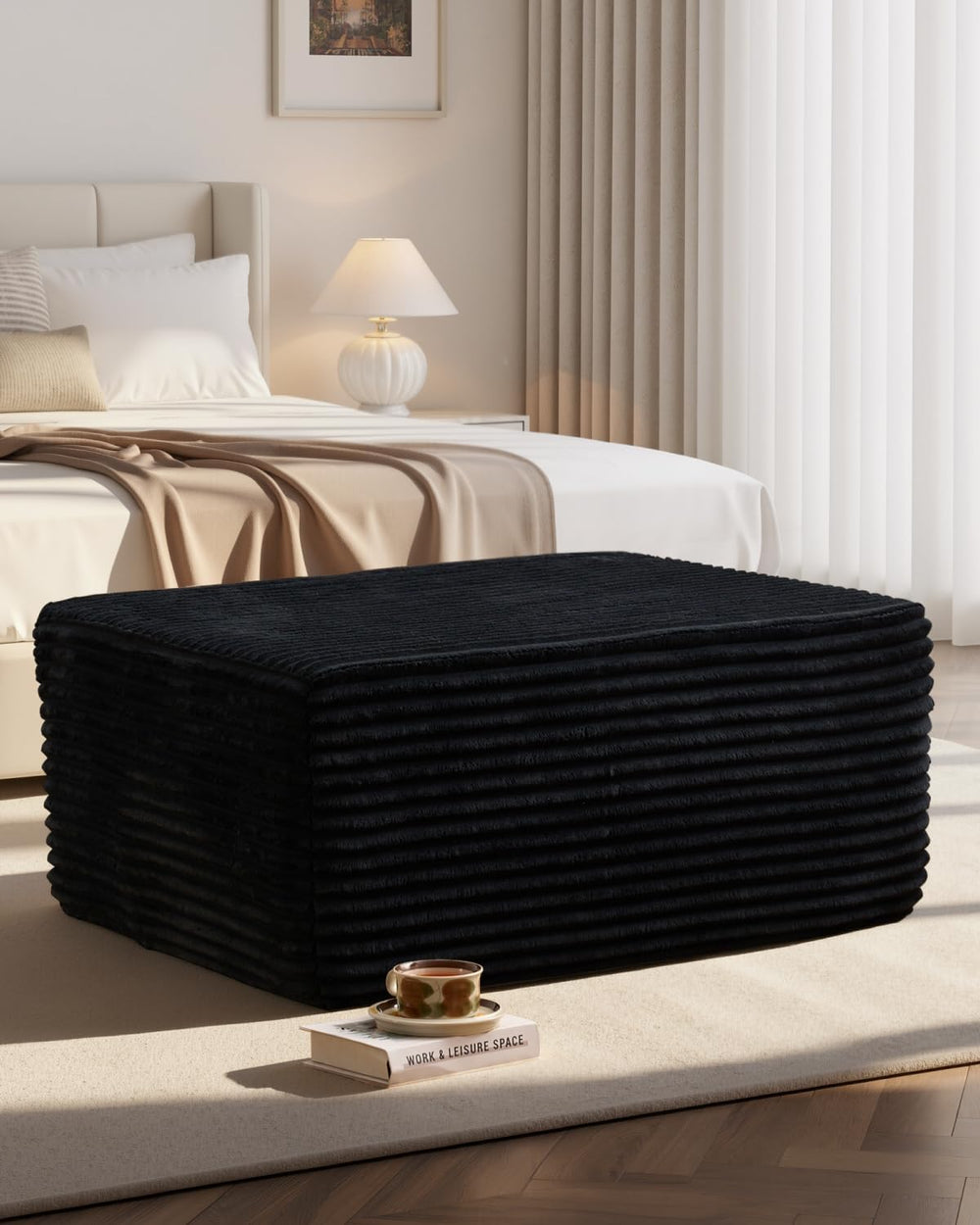 37" Plush Ottoman, Upholstered Cloud Footrest for Couch in a Box,Oversiz...