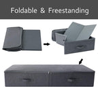 39.4 inch（100cm）Longer Bedroom Underbed Storage Containers with Lid for Duvets, Blankets, Clothes, Shoes, Toys, Comforters, Wedding Dress Folding Rigid Organizer Bins, Black Gray