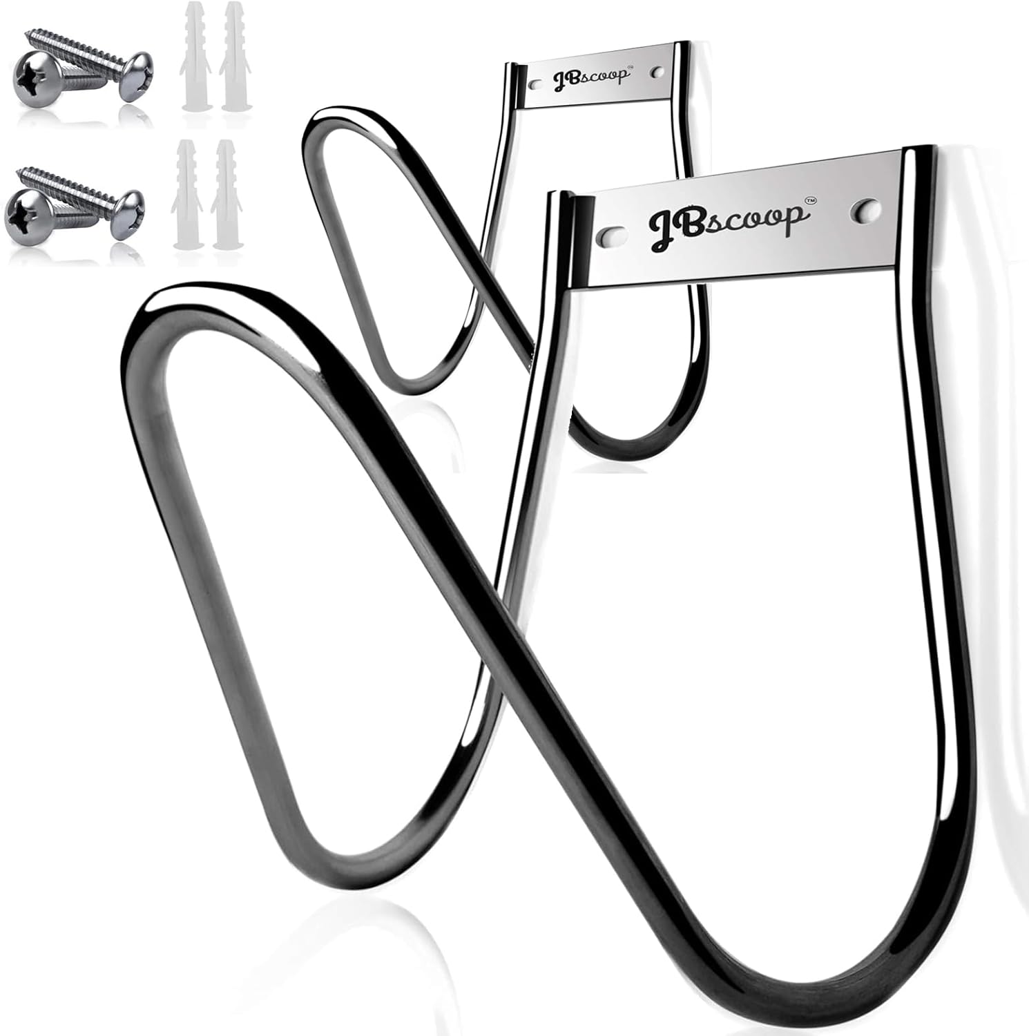 JBscoop Garden Hose Holder Stainless Steel Small Wall Mount Garden Hose Hook, Ideal for Water, Air, Hydraulic Hose, Ropes, Extension Cords Heavy Duty & Rust Proof Large Set of 2