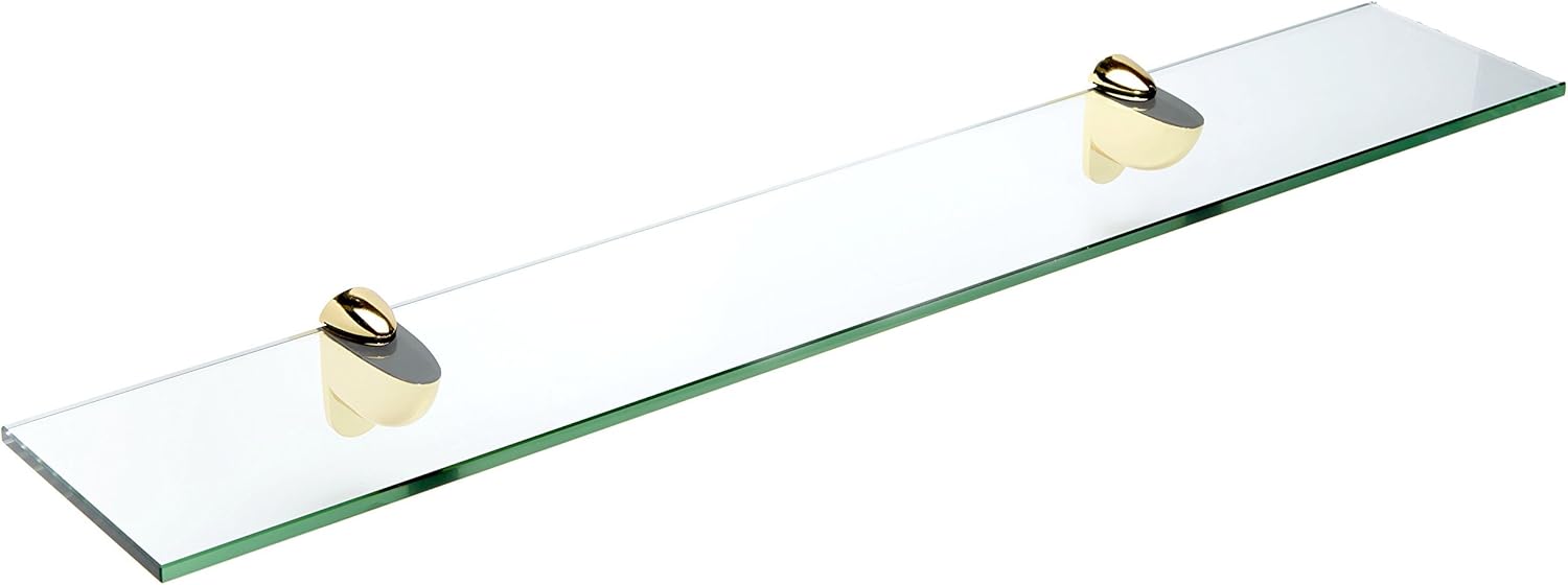 Spancraft Glass H-8x30-Brass Heron Glass Shelf, Brass, 8" x 30"