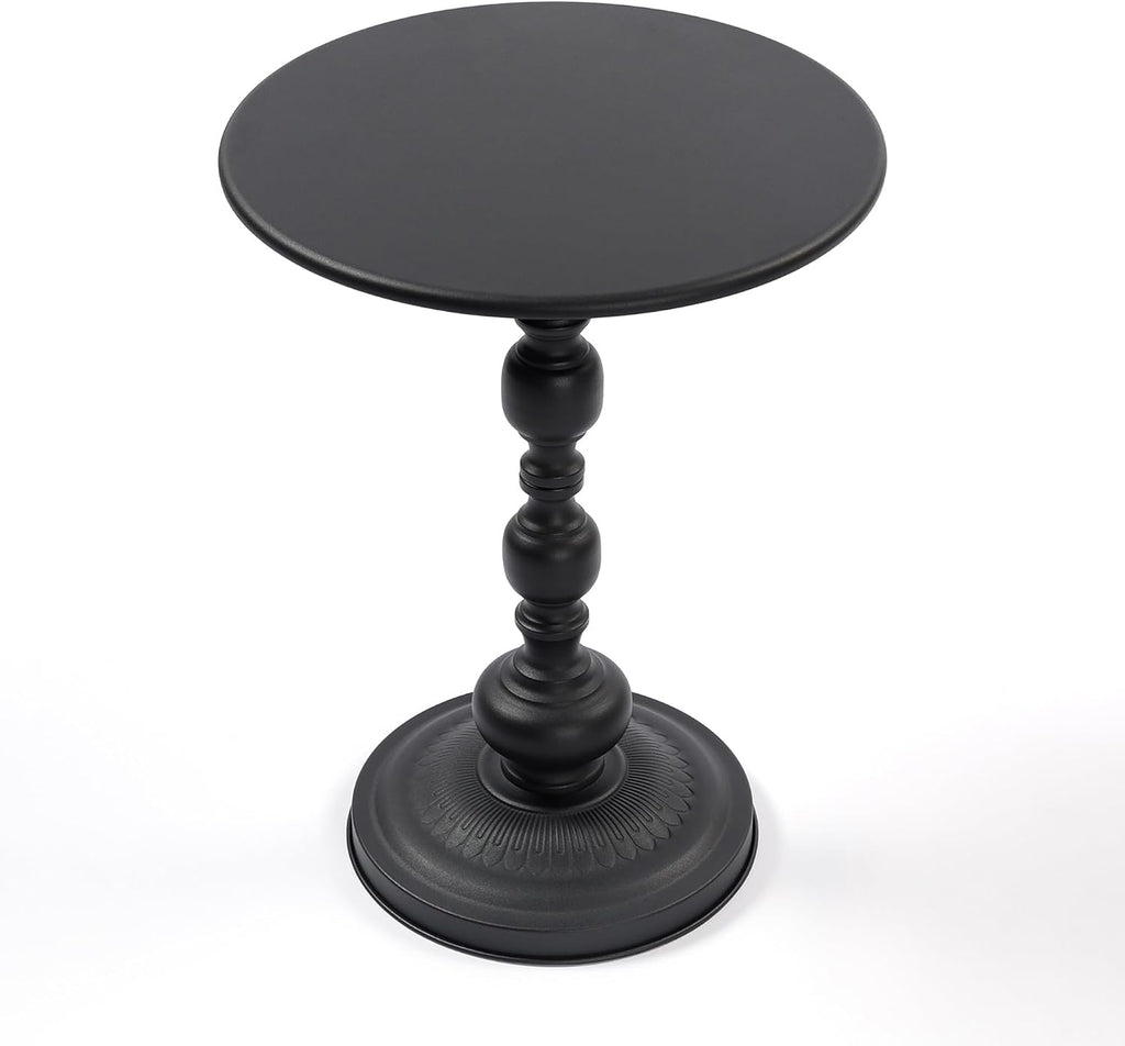 Simple Trending Small Side Table, Round Drink Table End Table Black | Modern round metal drink table with weighted upgraded base. Perfect for living room, bedroom and compact small indoor spaces