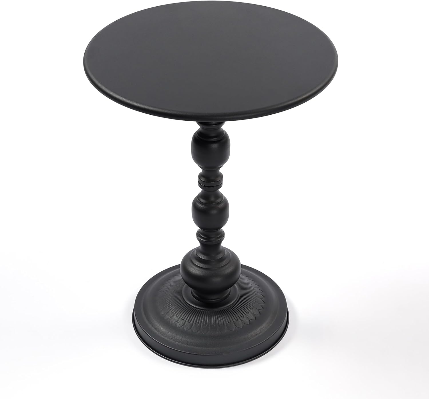 Simple Trending Small Side Table, Round Drink Table End Table Black | Modern round metal drink table with weighted upgraded base. Perfect for living room, bedroom and compact small indoor spaces