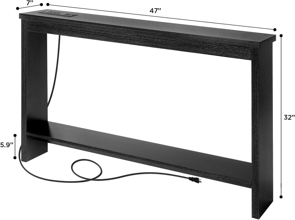 ZGREN Narrow Sofa Table with Outlet, USB Ports and Charging Station - Skinny ...