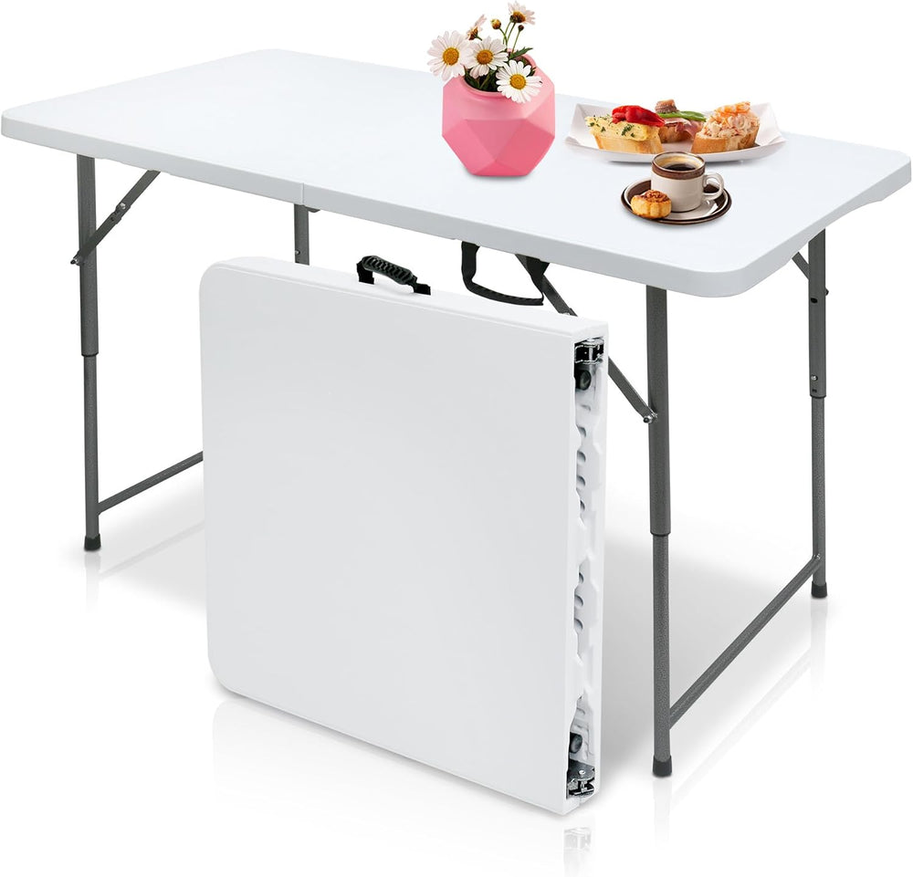 AJP Distributors 4 Foot Portable Plastic Folding Table 4FT 48" Half Fold...