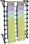 10 Layer Wall Mounted Scarf Rack, Hijab Organizer Ribbon Storage Rack, Metal Scarf Display Racks for Belts Scarves Ties Towel Wrapping Paper Holder for Home Retail Store Boutique