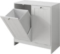Double Tilt Out Laundry Hamper Cabinet with 2 Baskets, Laundry Cabinet, White, 12.99" D×25.98" W×26.81" H, 2 × 5.9 Gallon