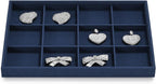 12 Grids Jewelry Tray Bracelet Tray Bangle Tray Microfiber Jewelry Display Tray Stackable Jewelry Trays for Bracelet Bangle Holder Watch Earring Brooches Display Tray (Blue)