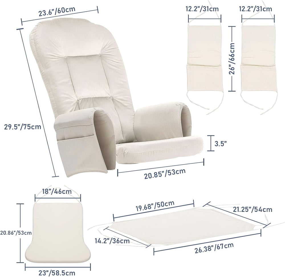 5 PCS Replacement Cushions for Glider Rockers - Thickened Non-Slip Cushions S...