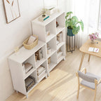 IOTXY Open Cube Low Bookcase - 3-Tier Freestanding Storage Display Cabinet Organizer with Legs for Home Office, 7-Cubes Open Shelf Short Bookshelf, White