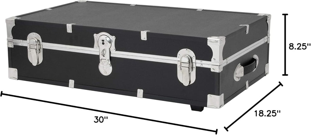 Seward Under the Bed Trunk with Wheels & Lock, Black, 31-Inch