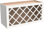 Origami Solid Wood RTA Wine Bottle Rack Wall Cabinet with Lattice Panels - Wine Storage for Bar, Pantry, Basement - Mocha (36"W 12"D 15"H)