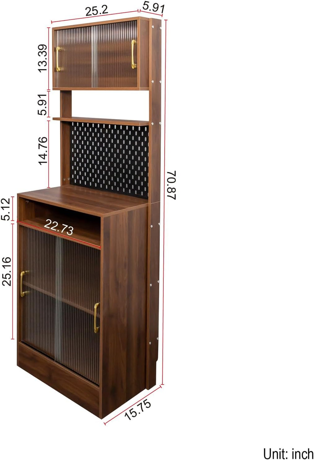 70.87" Freestanding Kitchen Sideboard, Sideboard Storage Cabinet with 2 ...