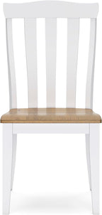 Signature Design by Ashley Ashbryn Farmhouse Armless Dining Chair with Bent Slat Back, Set of 2, White & Light Brown