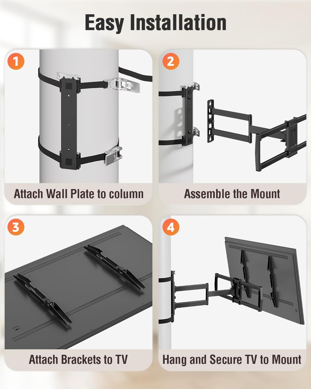 ELIVED Pillar TV Mount for Most 32"-75" TVs, Column TV Mount for Ga...