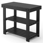Simple Deluxe Shoe Rack Bench, 3-Tier Bamboo Storage Organizer, 286lb Capacity Entryway Bench for Front Door, Bedroom, Living Room, Bathroom, Balcony, Stylish Shoes Black (11.3 x 19.7 x 17.8 Inches)