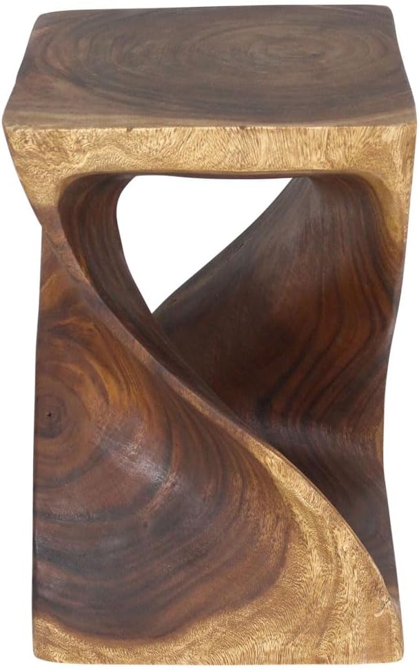 Haussmann Selorin Wide Twisted End Table 15 x 15 x 23 in H Walnut