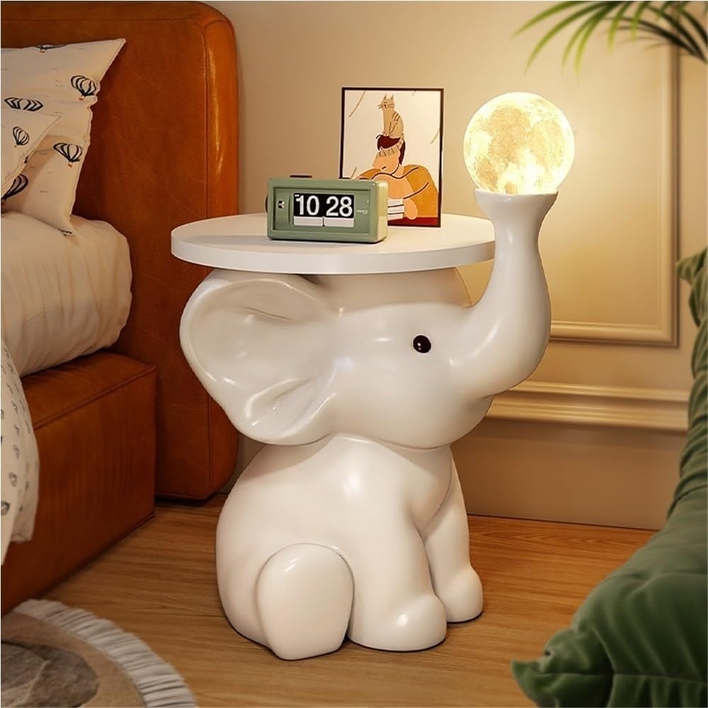 Resin Coffee Table, Elephant Shaped Side Table, Decorative Table with LED Lig...