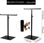 Display Stand Stainless Steel Jewelry Towers Bag Stand Tabletop Double Hook Hanging Jewelry Stands for Necklaces Organizer Stand Adjustable Height Home Store Boutique, Black