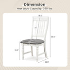 Giantex Wood Dining Chairs Set of 4, Farmhouse Kitchen Chairs with Solid Wood Frame, Max Load 355 Lbs, Armless Upholstered Dining Side Chairs with Cushion Seat, Slat Back Dining Room Chair, White