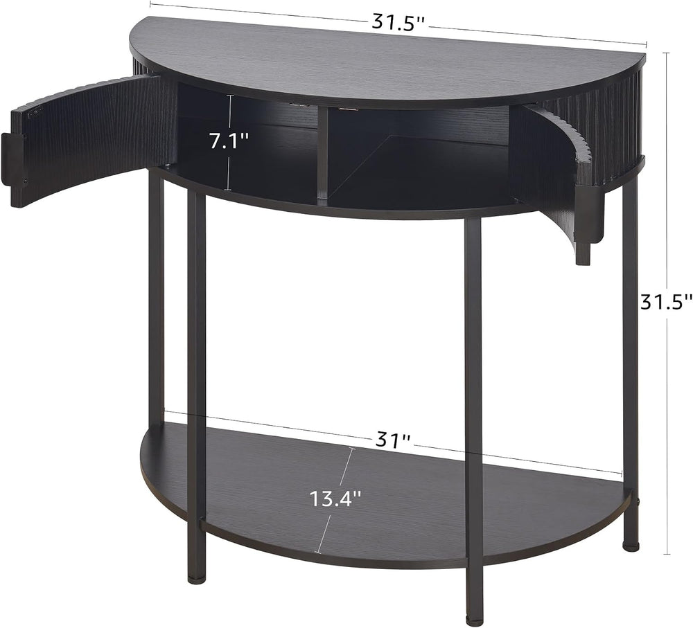 unipaws Half Moon Console Table with Drawer Storage, Narrow Entryway Table | ...