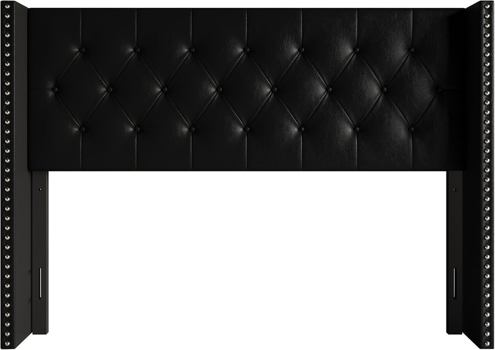 HOME DESIGN Sonoma King Tufted Wingback Headboard, Black