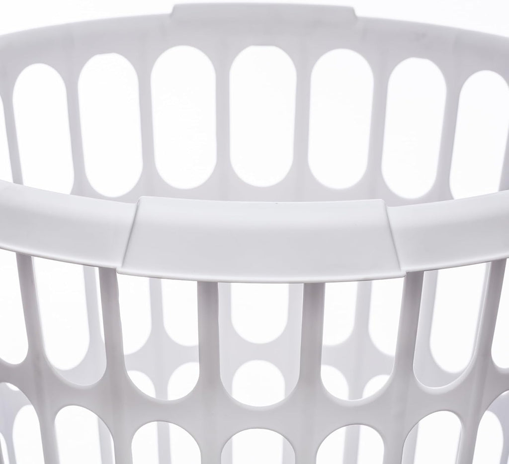 10-Pack Round White Plastic Laundry Basket, Suitable for Use in Bathrooms, Laundry Rooms, Bedrooms and Dormitories, Lightweight and Durable.