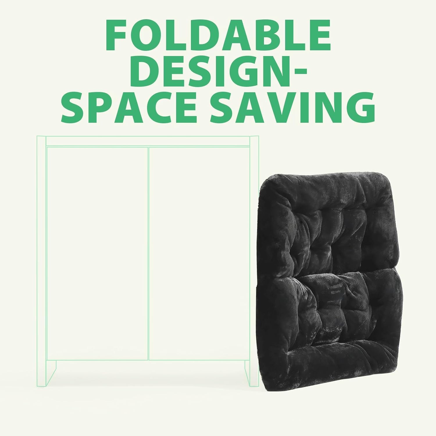 OAKHAM Comfy Chair for Adults, Soft Faux Fur Folding Lounge for Bedroom Living Room Dorm Rooms Flexible Reading Chair for Teens Kids, X-Large Foldable (Faux Fur-Charcoal Black)