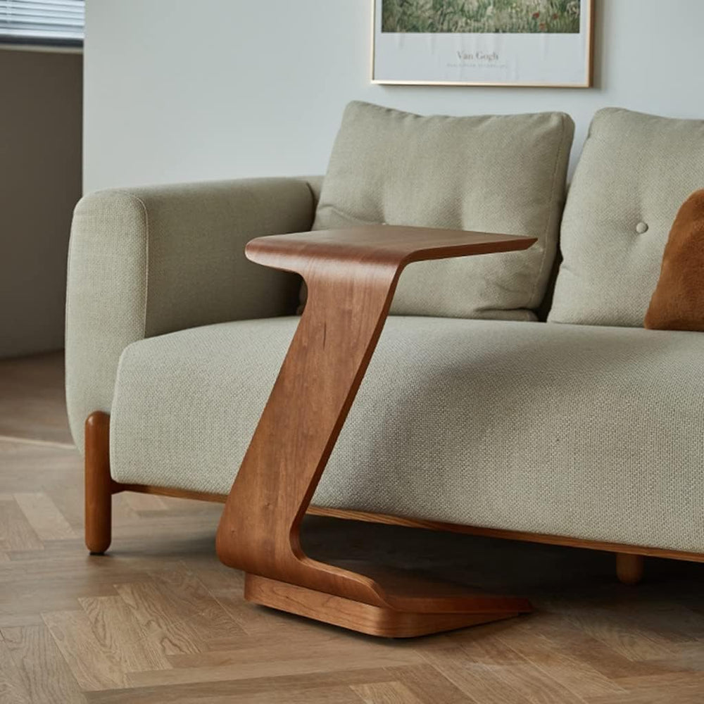 Wood Side Table Modern C Table Sofa Small End Table Mobile Coffee Table Snack...