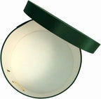 Sarah's Hat Boxes Classic Dark Green Hat Box – 8.75" x 4.5" (Dia. x Ht.) Handmade in USA – Odorless Non-Toxic Adhesive, Cording Handle – Premium Storage for Hats & Accessories
