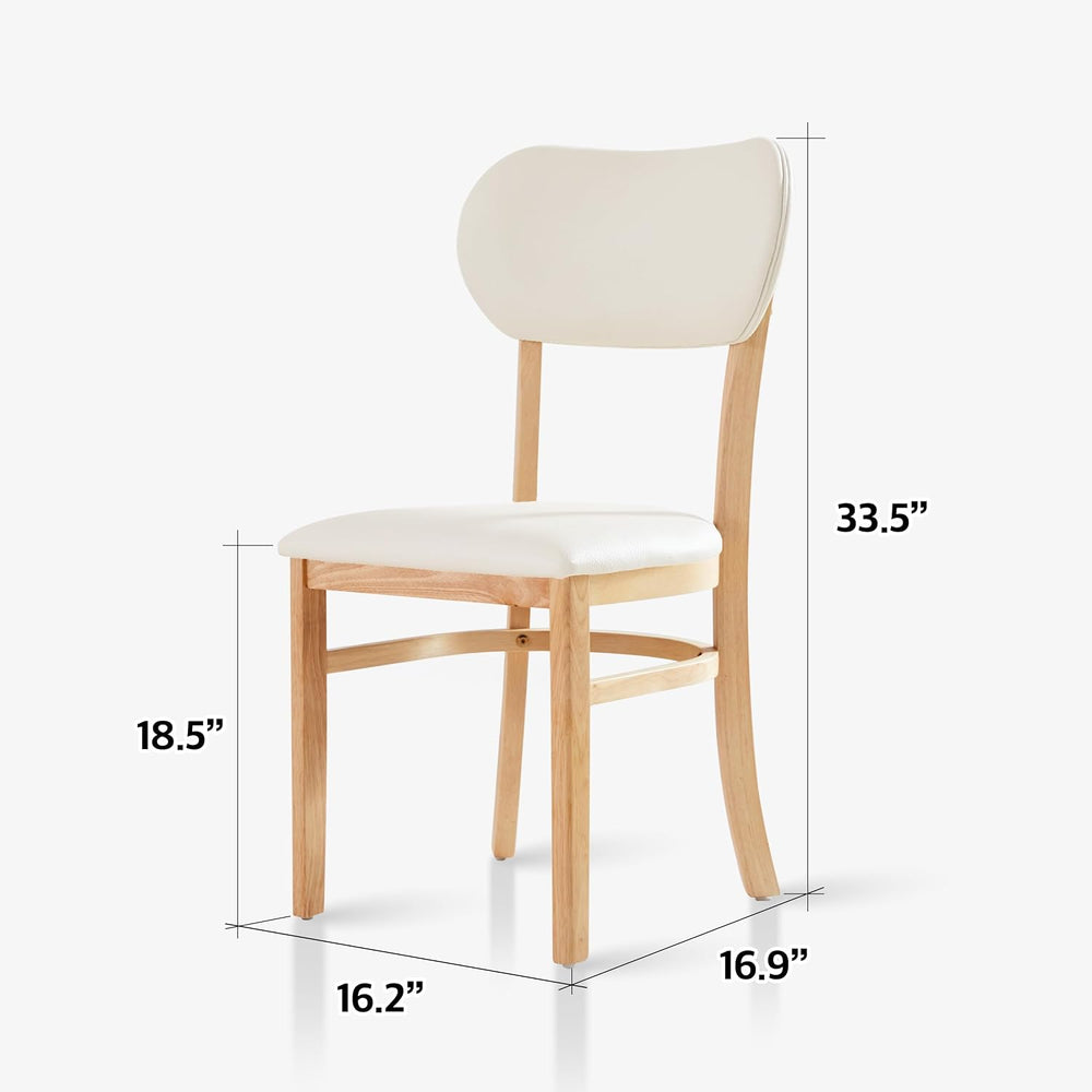 Livinia Tony Dining Chair Set of 2, Solid Malaysian Oak PU Leather Upholstere...