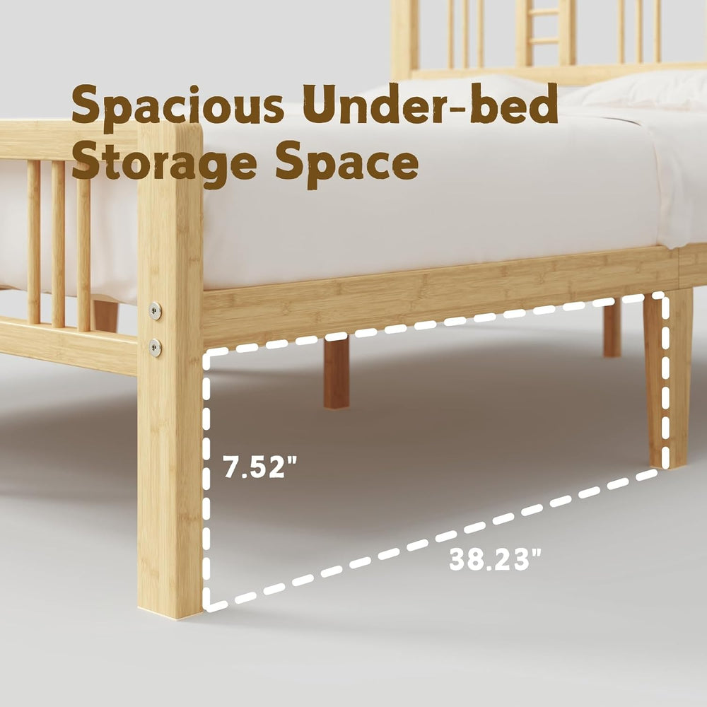 10 Inch Bamboo Queen Size Bed Frame with Headboard and Footboard