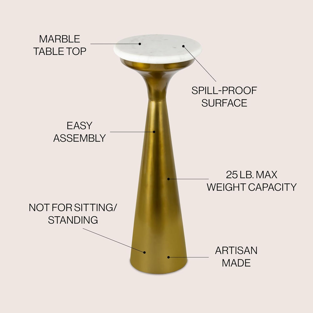 Eyely DNE1009A Alton 22.25" Mid-Century Glam Retro Metal Drink Table wit...
