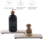 2 Pcs Water Absorbing Stone Trays, Kitchen/Bathroom Sink Soap Dish, Diatomite Tray Used for Hand Soap & Cosmetic Bottles in The Modern Home, 4" W x 9" L, White